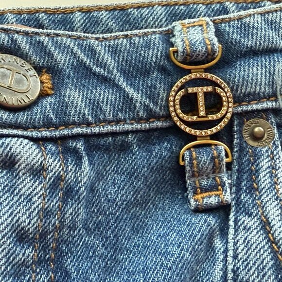 Twinset Wide Leg High Waisted  Designer Italian Made Jeans Size 28 New - Picture 9 of 9